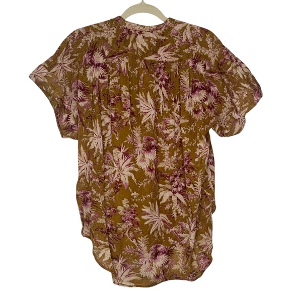 Anthropologie Pilcro Short Sleeve Batwing Buttoned Blouse Floral Flowy Size L/XL - Picture 7 of 10